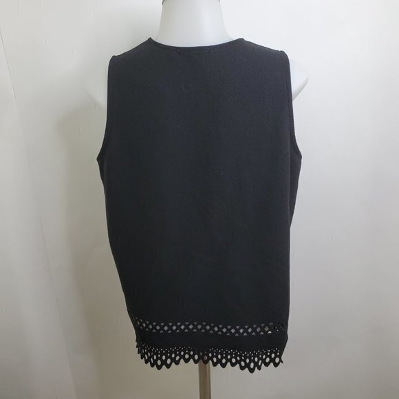 Quiz Tank Top‎ L Black Scallop Laser Cut Sleeveless - Picture 6 of 10